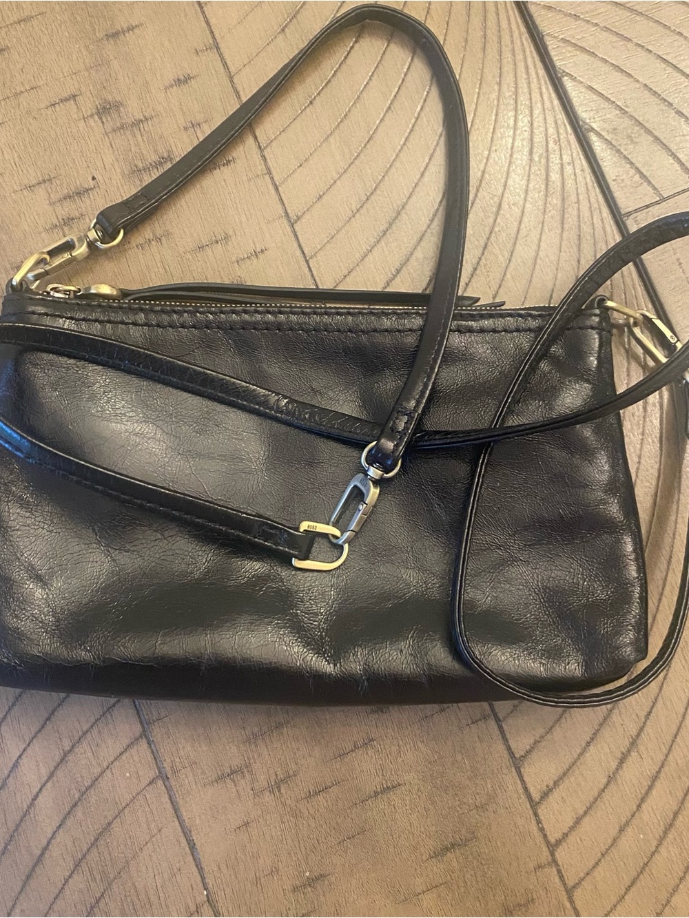 Hobo Polished Leather 3 In 1 Bag in Black - Picture 2 of 8